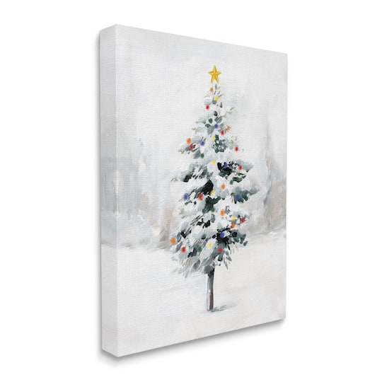 Stupell Industries Snowy Christmas Tree Landscape Canvas Wall Art
